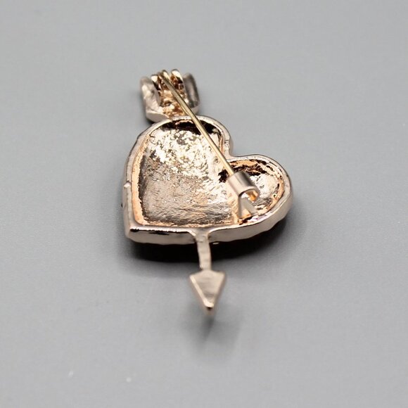 Heart arrow jewelry brooch pin love red yellow gold tone elegant brand new - Picture 12 of 12